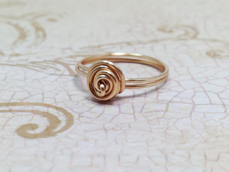 Rose ring, rose knot ring, dainty rose ring, small rose ring, reversible ring, small rose ring, Gold, Silver, Light pink image 2