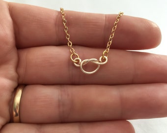 Dainty knot necklace, tie the knot necklace, knot necklace, knotted necklace, bridesmaid necklace, infinity necklace, bridesmaid gift, bride