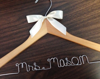 Personalized Wedding Hanger: Wire Name, Bridal Photo Prop