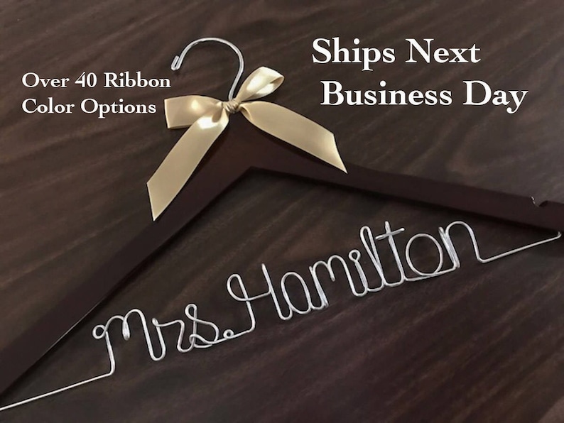 Ships Next Day, Wedding hanger, Priority mail option, wedding photos, bridal, Wedding gift, Bridesmaid gift, name hanger, bridal hanger, image 1