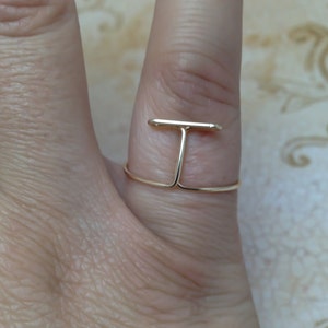 Initial ring, letter T ring, personalized wire initial ring, wire ring, personalized ring, adjustable ring, wire letters, letter ring, T