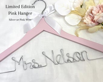Pink Personalized Wedding Hanger: Custom Bridal Gift