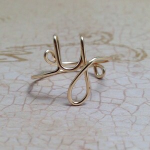 Wire Initial Ring: Personalized Letter Y Ring, Adjustable