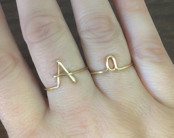 Personalized Wire Initial Ring: Rose Gold, Silver, or Gold