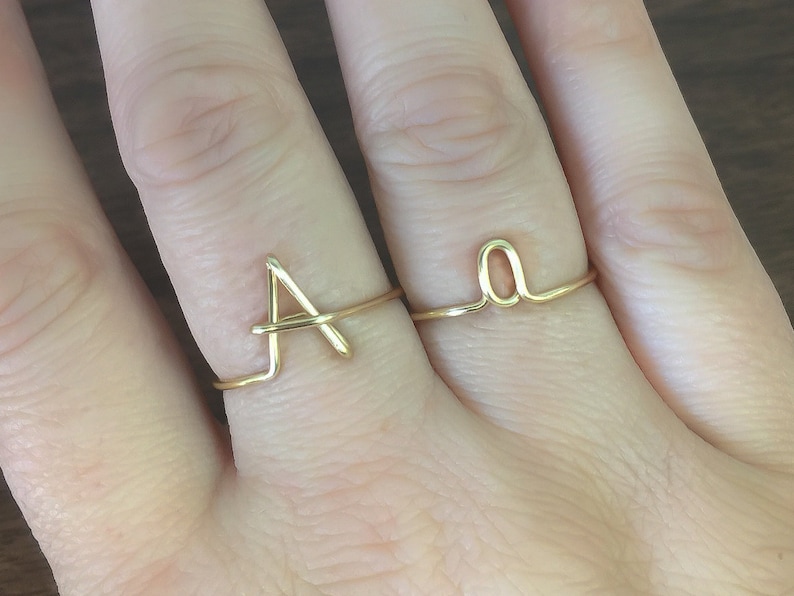 Initial Ring Letter A Ring Personalized Wire Initial Ring Etsy