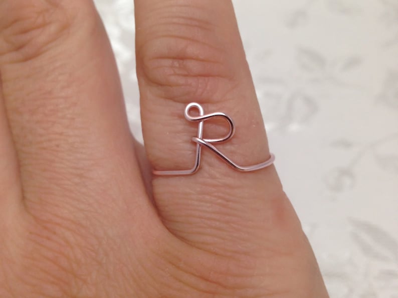 Wire Initial Ring: Personalized Letter R, Adjustable Size - Etsy