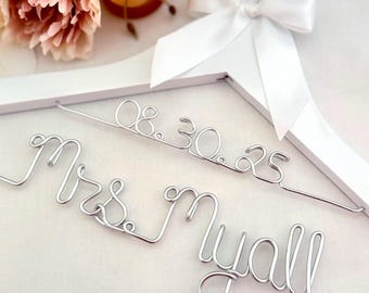 Personalized Wedding Dress Hanger: Custom Name & Date, Bride Gift