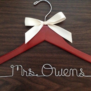 Ships in 1-3 days, Wedding hanger, Priority mail option, wedding photos, bridal, Wire hanger with ribbon, name hanger, bridal hanger, image 2