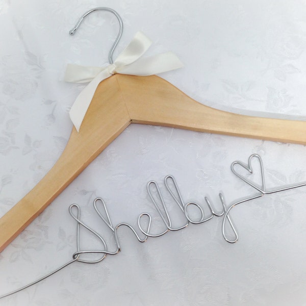 Hanger with wire name, wedding photos, bridal, Wire wrapped hanger, personalized hanger, bridal hanger, bridesmaid hanger