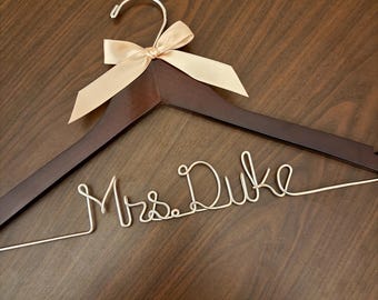 Personalized Wedding Dress Hanger: Silver Wire Bridal Gift