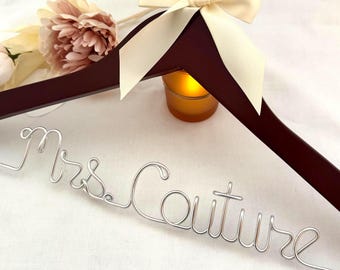 Personalized Wedding Dress Hanger: Silver Wire, Bride Gift