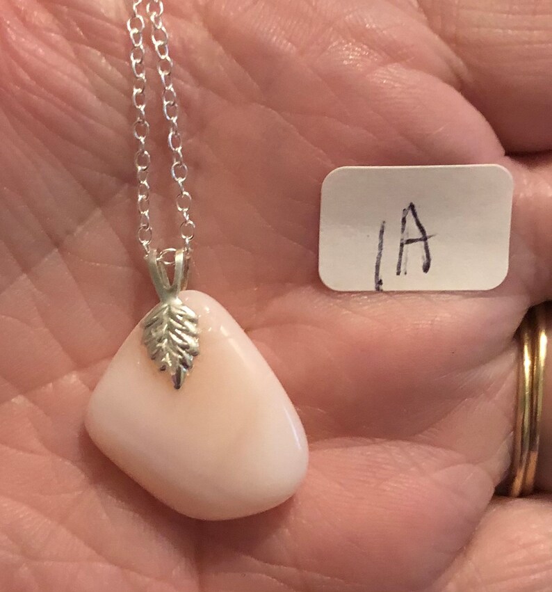 Pink Opal pendant on adjustable leather necklace or sterling silver chain choice of length