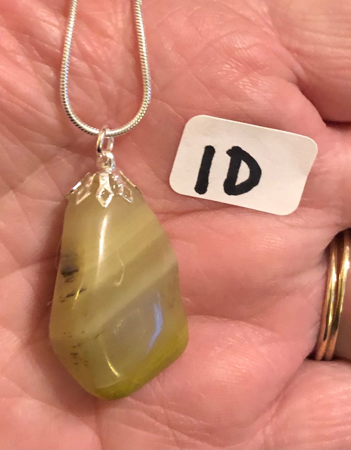 Olive Opal healing pendant on sterling silver chain of your Etsy