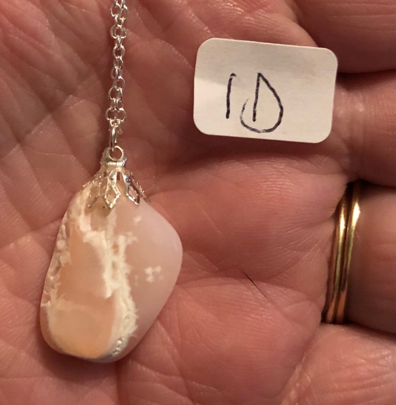 Pink Opal pendant on adjustable leather necklace or sterling silver chain choice of length