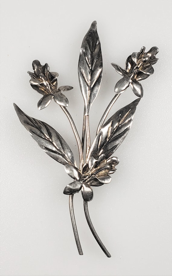 Coro Sterling Silver Enamel Pansy Brooch
