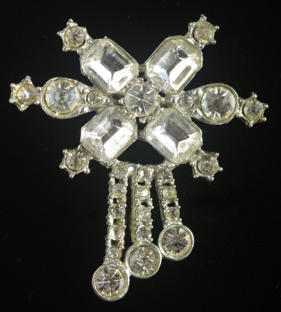 Large 2" Antique Rhinestone Brooch