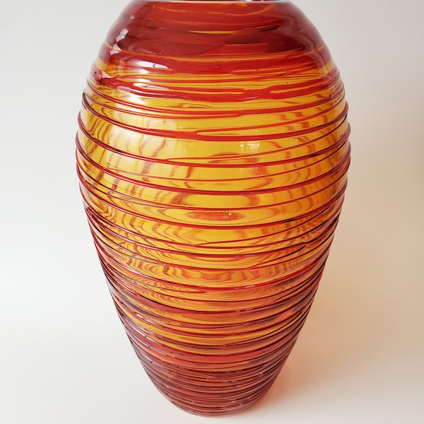 Vintage 1970s Venini Threaded Art Glass Vase Fulvio Bianconi