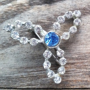 Antique Rhinestone Brooch Blue Stone