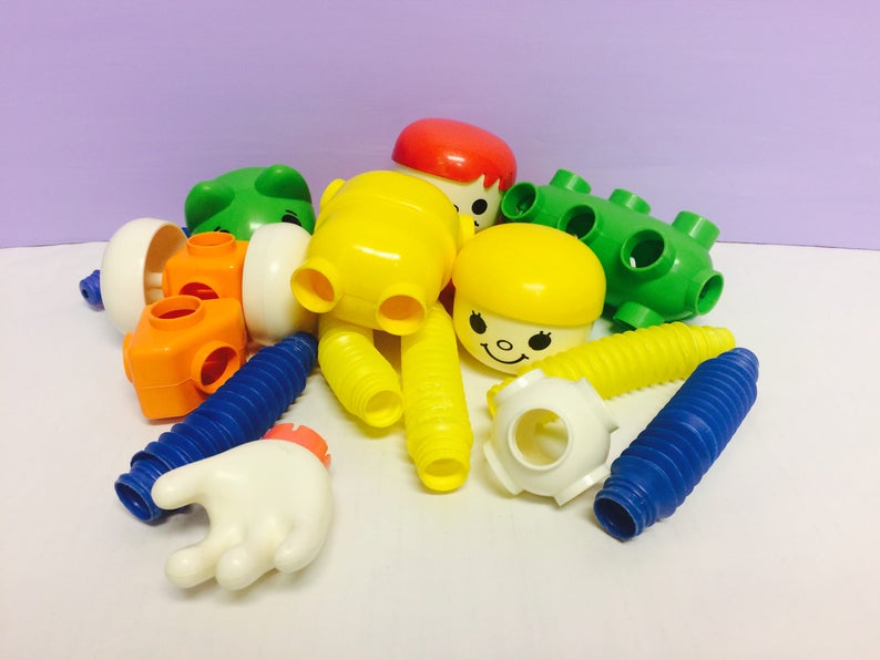 Vintage Tomy Popoids, Fun Building Set, Tomy Toys, Popoids Toys, Bendable Arms, Build a Figure, Cute Vintage Toys, Popoid Playset, Tomy Toy image 2