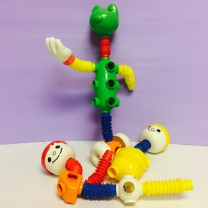 Vintage Tomy Popoids, Fun Building Set, Tomy Toys, Popoids Toys, Bendable Arms, Build a Figure, Cute Vintage Toys, Popoid Playset, Tomy Toy image 5