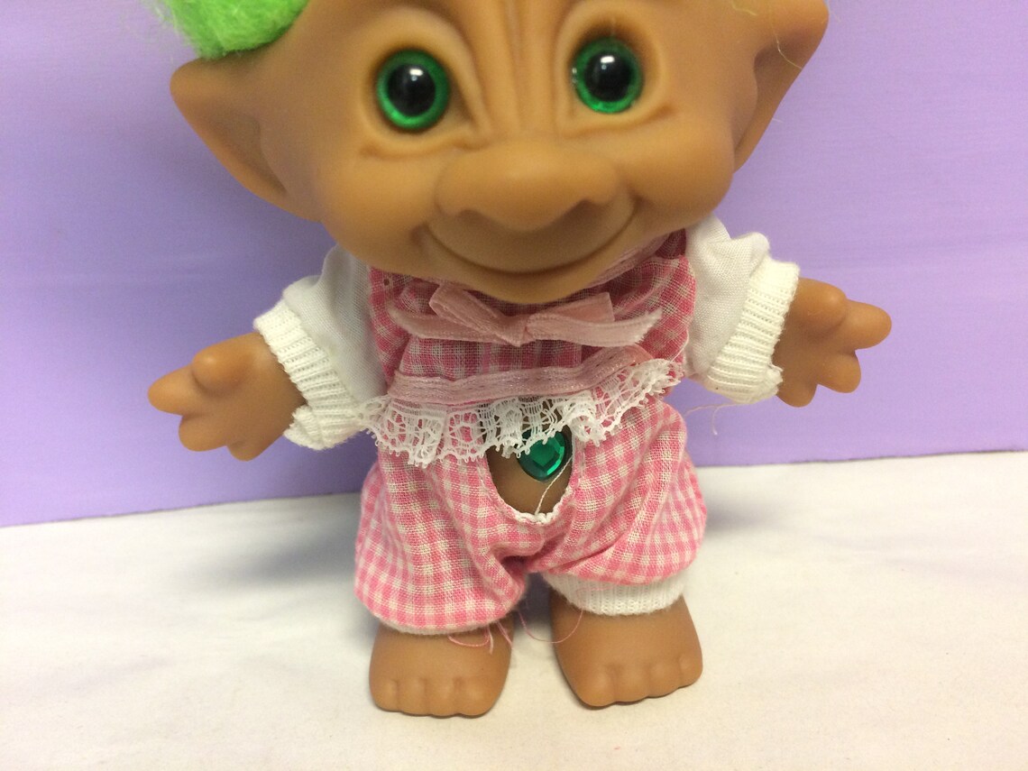 Vintage Ace Novelty Troll Green Hair Treasure Troll 1990s Etsy