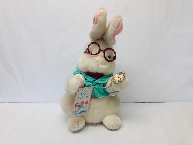 stuffed white rabbit