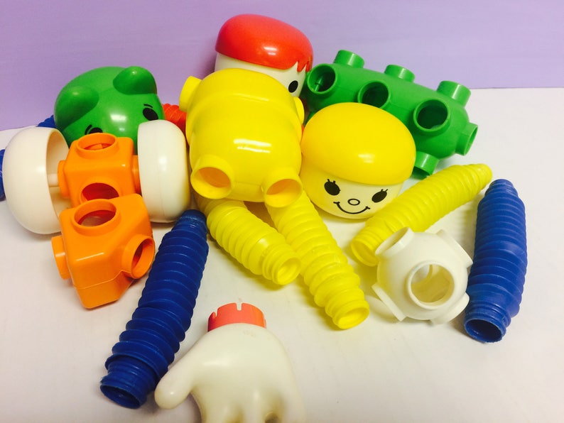 Vintage Tomy Popoids, Fun Building Set, Tomy Toys, Popoids Toys, Bendable Arms, Build a Figure, Cute Vintage Toys, Popoid Playset, Tomy Toy image 1
