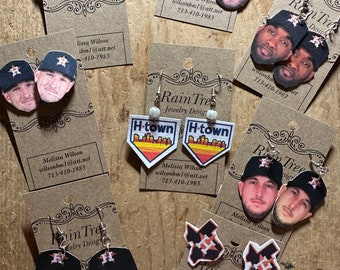 Houston Astros Players Head Earrings