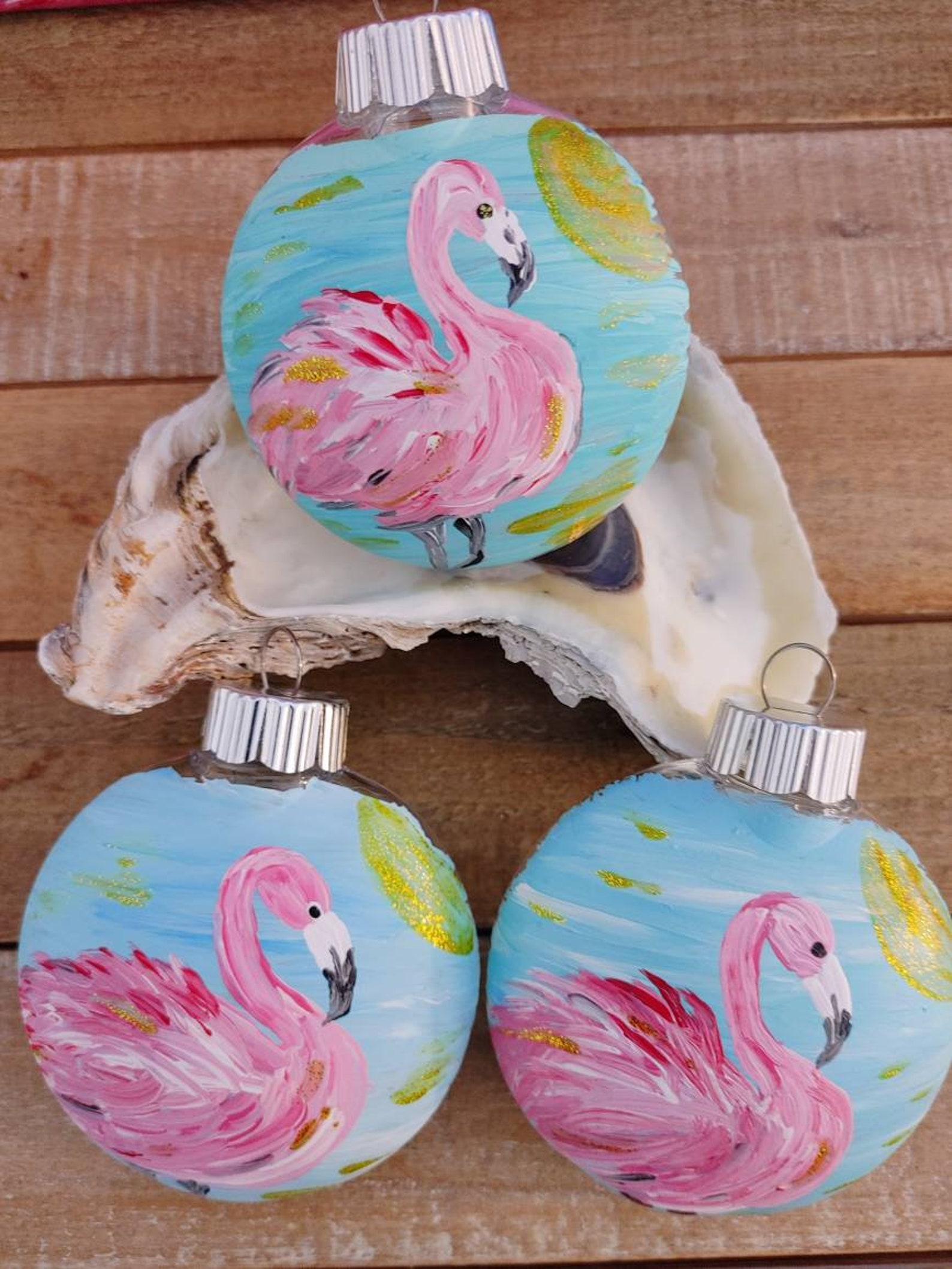 Flamingo Coastal Christmas Tree Ornament Shatterproof Etsy