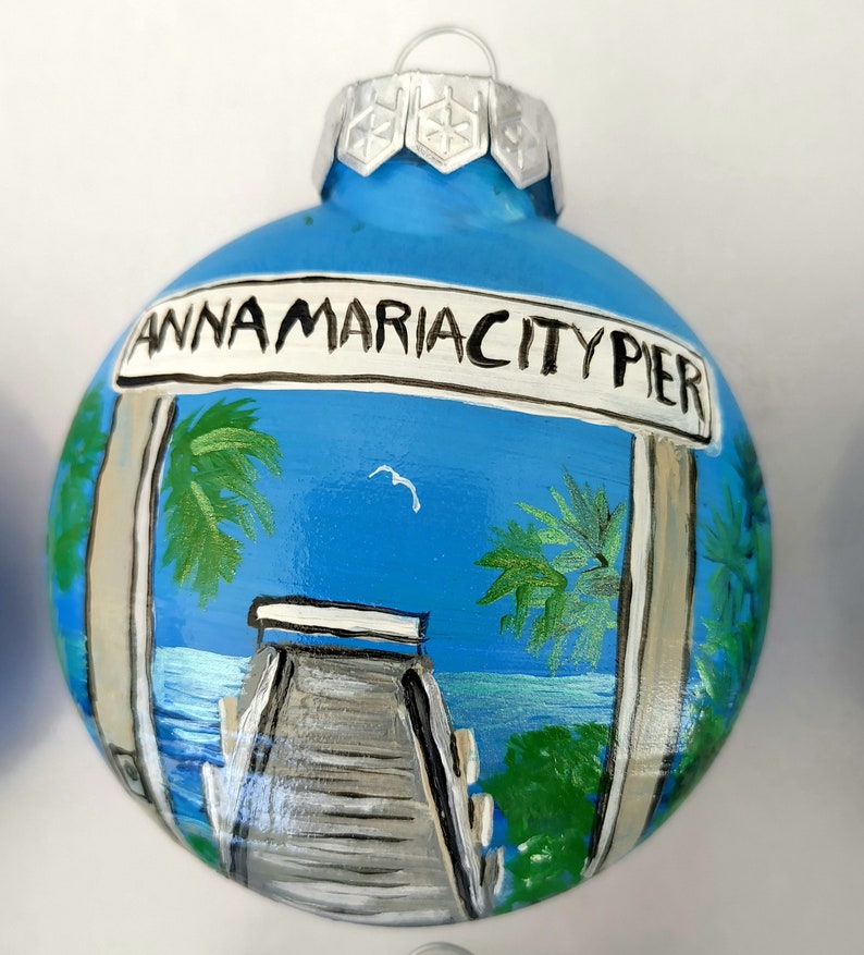 Anna Maria Island Ornamaments, Handpainted Shatterproof, Christmas