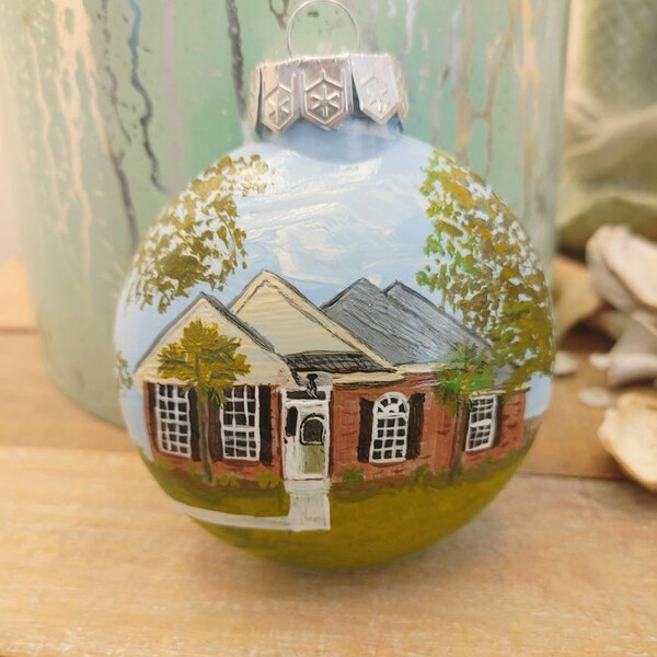 New Home Ornaments, Custom Painted Ornament of Home, Beach House, Architecture, Vacation Home, Housewarming. Closing Gift