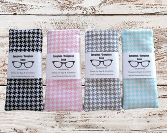 Gift For Her, Soft Glasses Cases, Padded Houndstooth Fabric Eyeglass or Sunglass Pouch