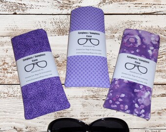 Purple Soft Padded Eyeglass or Sunglasses Accessories Case, Gift For Her