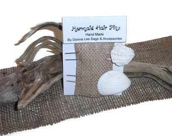 Mermaid Natural Sea Shell Hair Pins, Beach Wedding Gift for Bride or Bridesmaids, By DonnaLeeBags