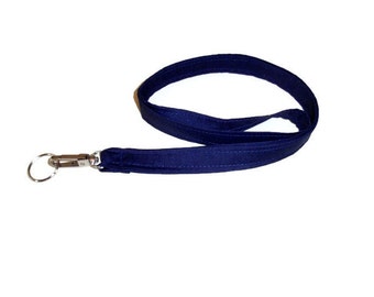 Navy Blue  Fabric Key Lanyard, Keychain ID Badge Holder