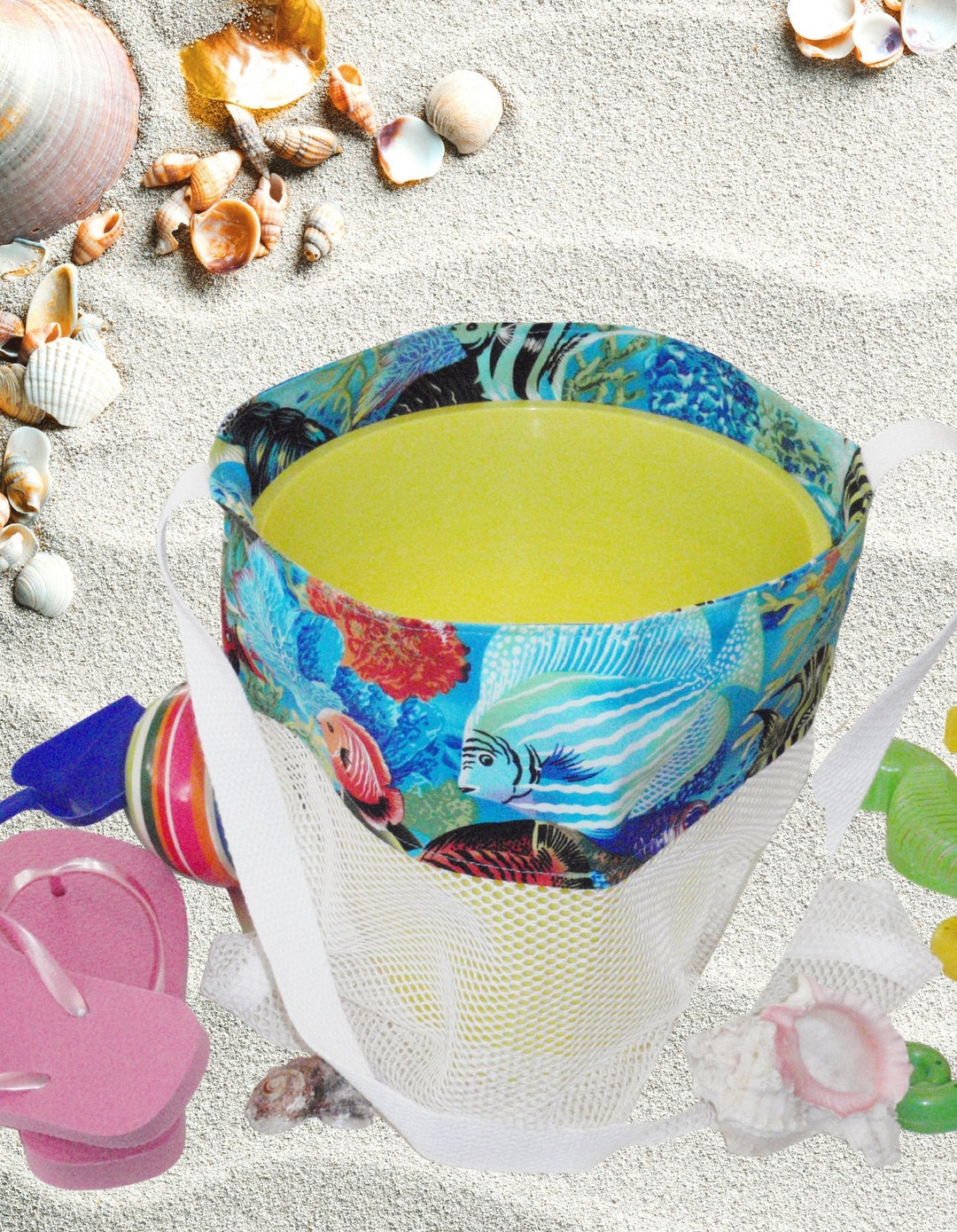 Mesh Toy Bag Kids Tote Sand Beach Bag Tropical Fish Sand Etsy