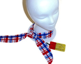 Father's Day Gift, Red White and Blue Plaid, Non Toxic Gel Neck Cooler Bandana Scarf