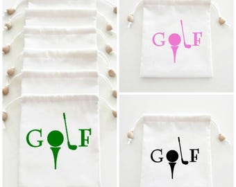 Natural Muslin Mini Golf Gift Bags, Golf Tournament Prize Drawstring Pouches For Men and Women