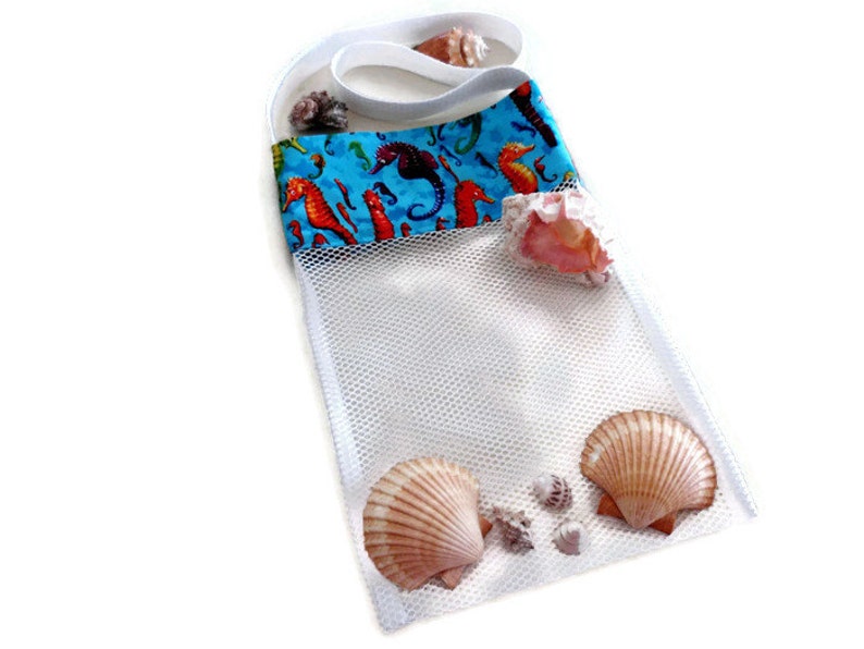 Noamus 6 Pack Mesh Beach Bags, Colorful Shell Collecting