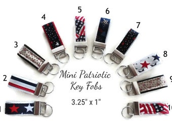 Mini Keyfob, Patriotic Keychain, Keyfob Accessories, Gift For Men and Women Handmade By DonnaLeeBags