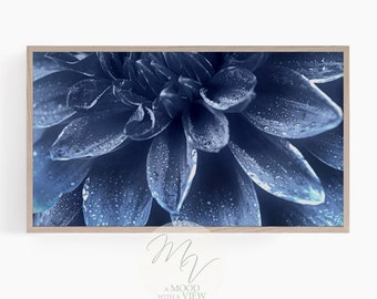 Samsung Frame TV Art, Blue Dahlia, Modern Abstract TV Art, Pretty Digital Wallpaper, Smart TV 4k Art, High Resolution Instant Download