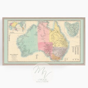 Art de carte TV Samsung Frame, carte vintage de l'Australie Smart TV 4k Art, idéal avec n'importe quel décor, téléchargement immédiat haute résolution