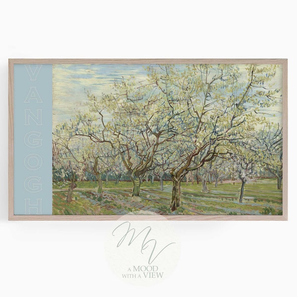 Samsung Frame TV Art, The White Orchard by Van Gogh, Vintage Oil Painting, Digital Wallpaper, Smart TV 4k Art, High Res Instant Download