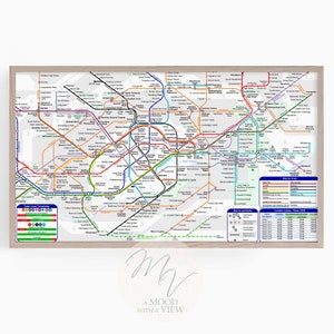 Mapa del metro de Londres como marco de arte para TV, mapa genial del metro de Londres, arte Smart TV 4k para cualquier decoración, descarga instantánea de alta resolución