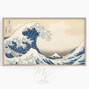 Samsung Frame TV Art, The Great Wave off Kanagawa, Woodblock Print by Hokusai, Digital Wallpaper, Smart TV 4k Art, High Res Instant Download