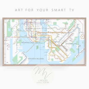 Plan du métro de New York comme art mural pour cadre, carte sympa du métro de New York, art Smart TV 4k pour n'importe quel décor, téléchargement immédiat haute résolution
