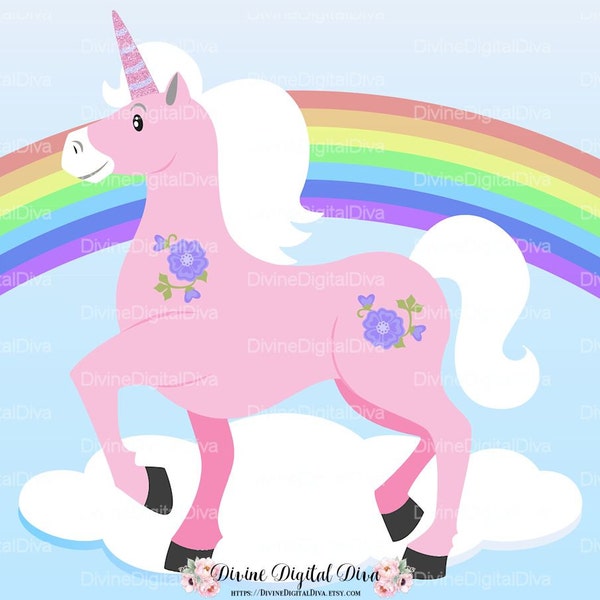Rainbow Pin the Tail & Horn on the Unicorn | Children's Party Game | Digital Instant Download