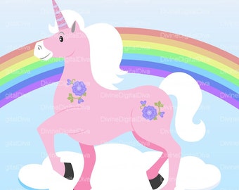 Rainbow Speld de staart en hoorn op de eenhoorn Kinderfeestspel Afdrukbaar digitaal