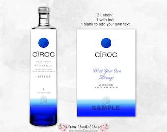 Ciroc Label Plus Blank Blue Vodka Tags Labels Decoration Write Your Own Dig...