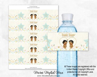or Boy and Girl Twin Boys Twin Girls Set of 10 Keep Calm We/'re Having Twins Water Bottle Labels Favors for a Twin Baby Shower